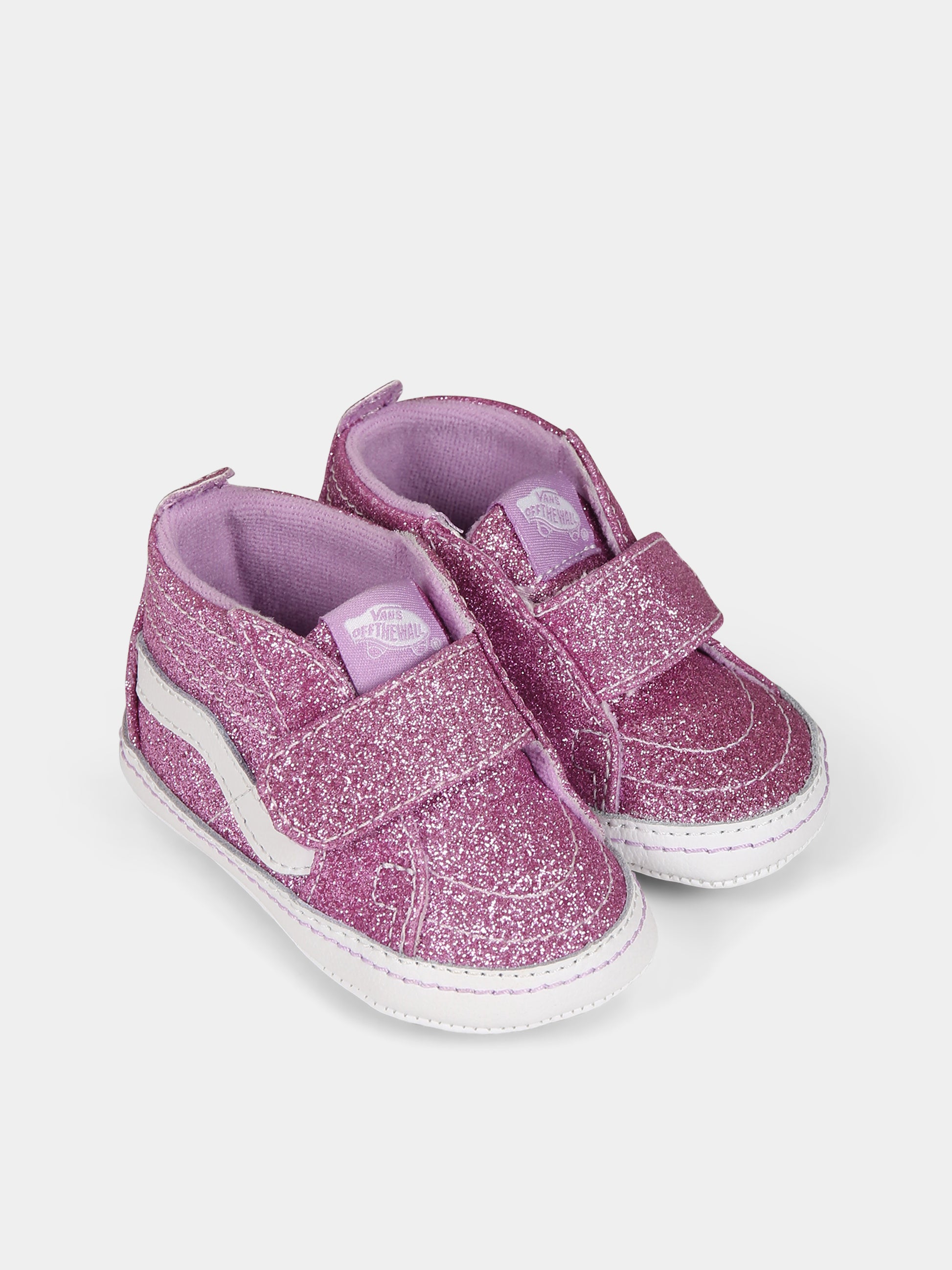 Sneakers basse fucsia da culla glitterate per neonata,Vans,VN0A346PLLC1