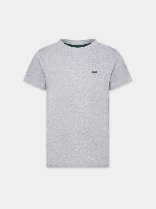 T-shirt grigia per bambino con coccodrillo,Lacoste,TJ1122 CCA