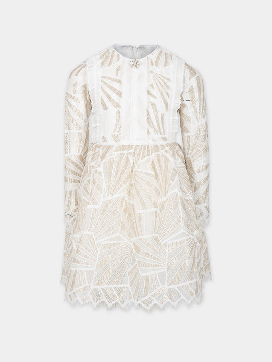 Vestito avorio per bambina con rouche,Eirene,FW2324104