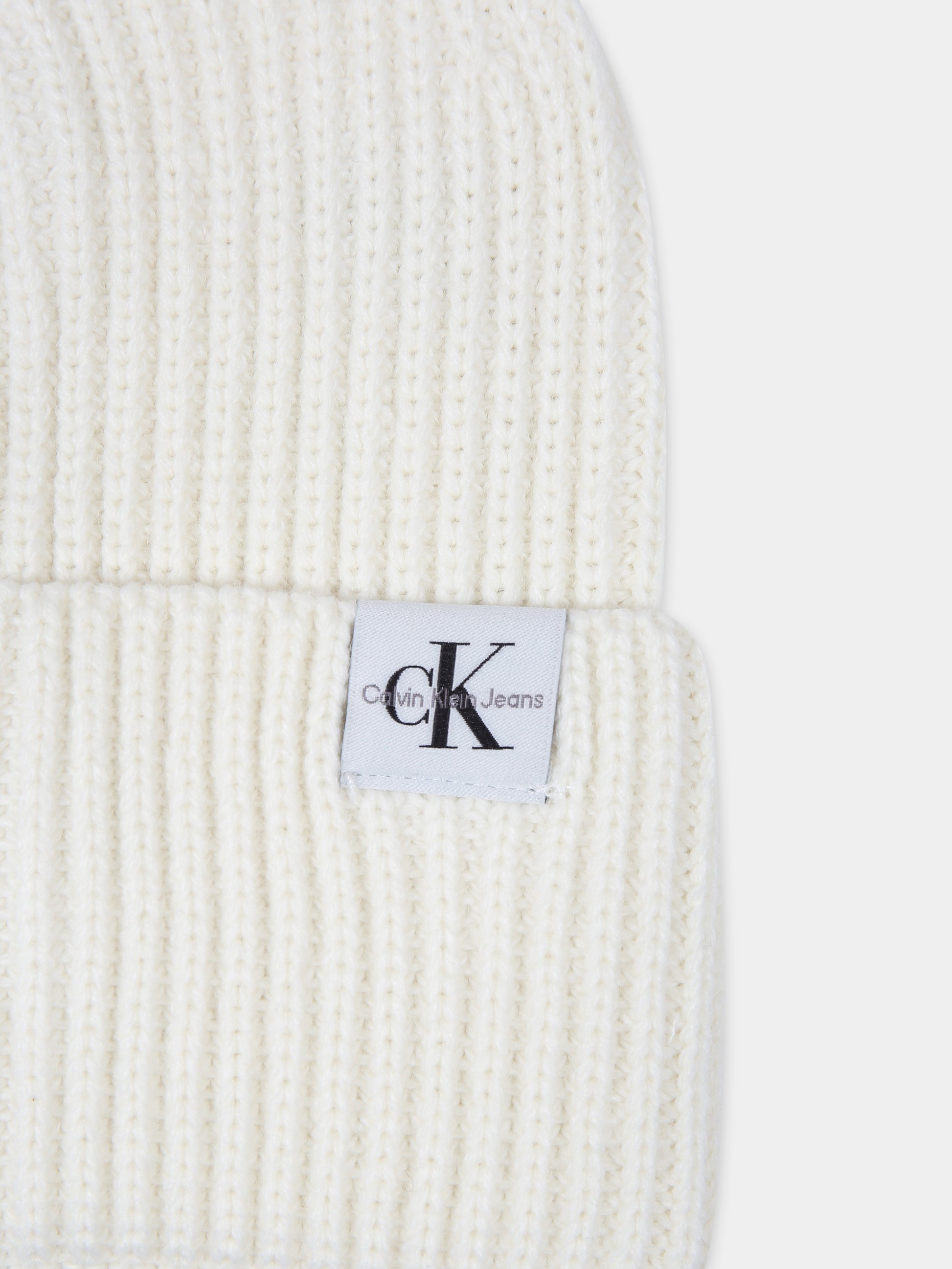 Cappello avorio per bambini con logo,Calvin Klein Kids,23WMCKIU0IU00440 YBI
