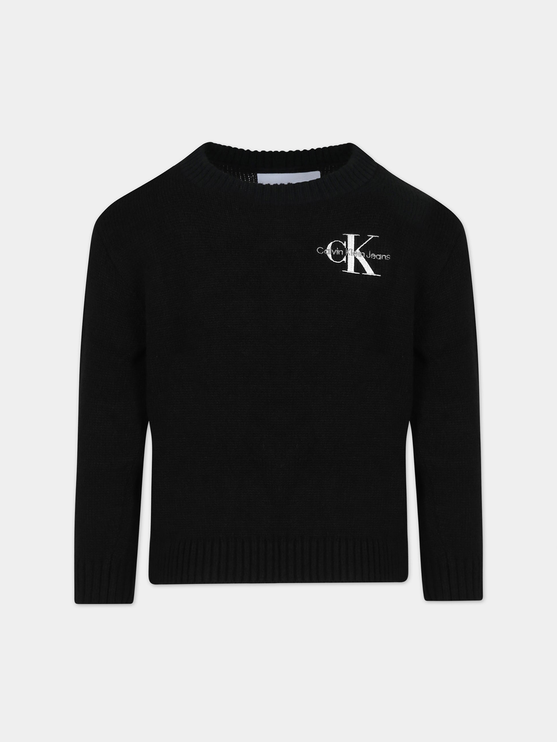 Maglione nero per bambino con logo,Calvin Klein Kids,23WMCKIB0IB01871 BEH