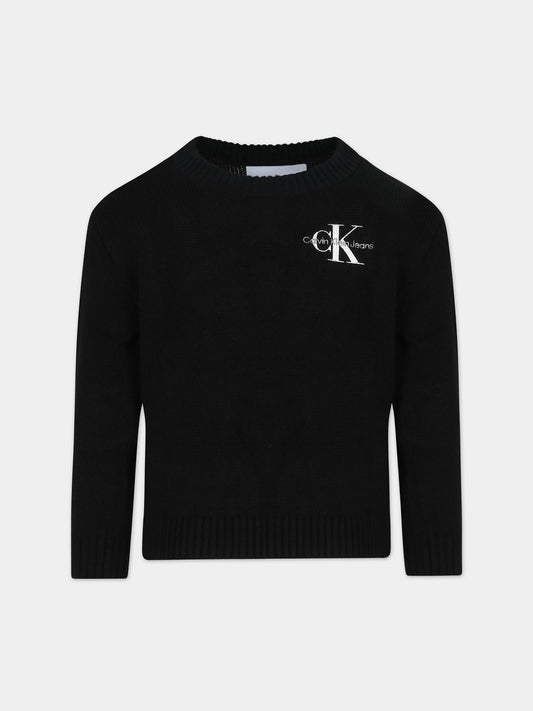Maglione nero per bambino con logo,Calvin Klein Kids,23WMCKIB0IB01871 BEH