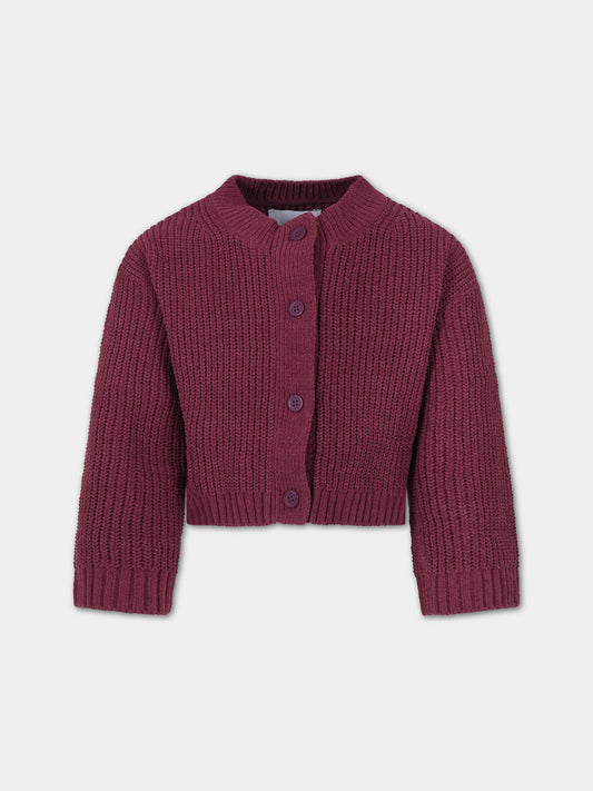 Cardigan bordeaux per bambina con logo,Calvin Klein Kids,23WMCKIG0IG02215 VAC