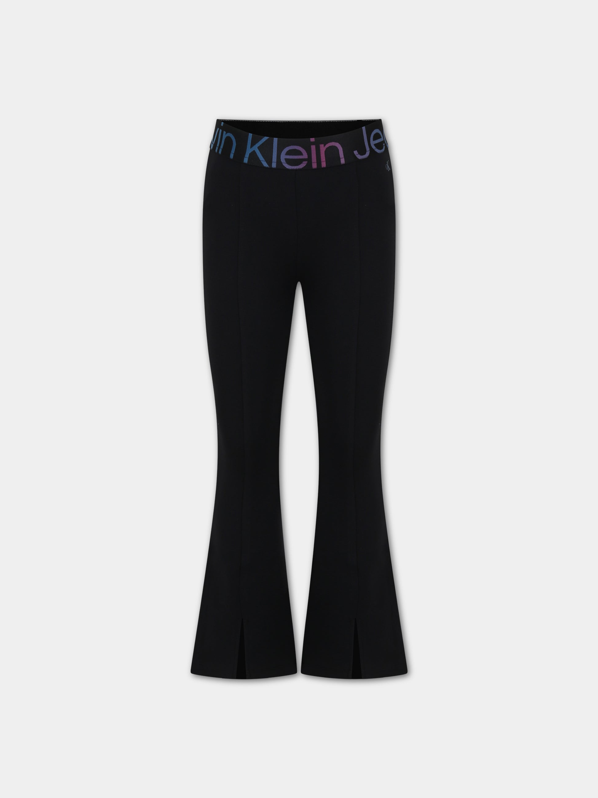 Pantaloni neri per bambina con logo,Calvin Klein Kids,23WMCKIG0IG02179 BEH
