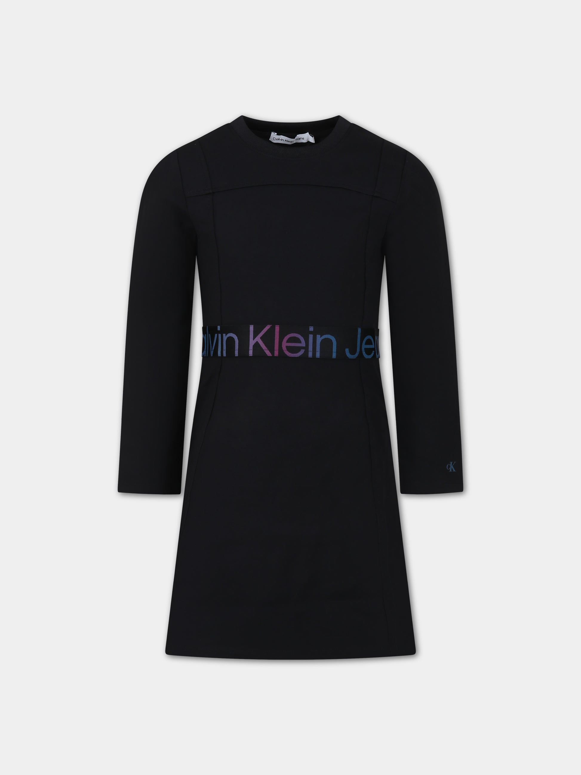 Vestito nero per bambina con logo,Calvin Klein Kids,23WMCKIG0IG02230 BEH