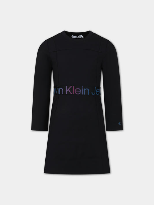 Vestito nero per bambina con logo,Calvin Klein Kids,23WMCKIG0IG02230 BEH