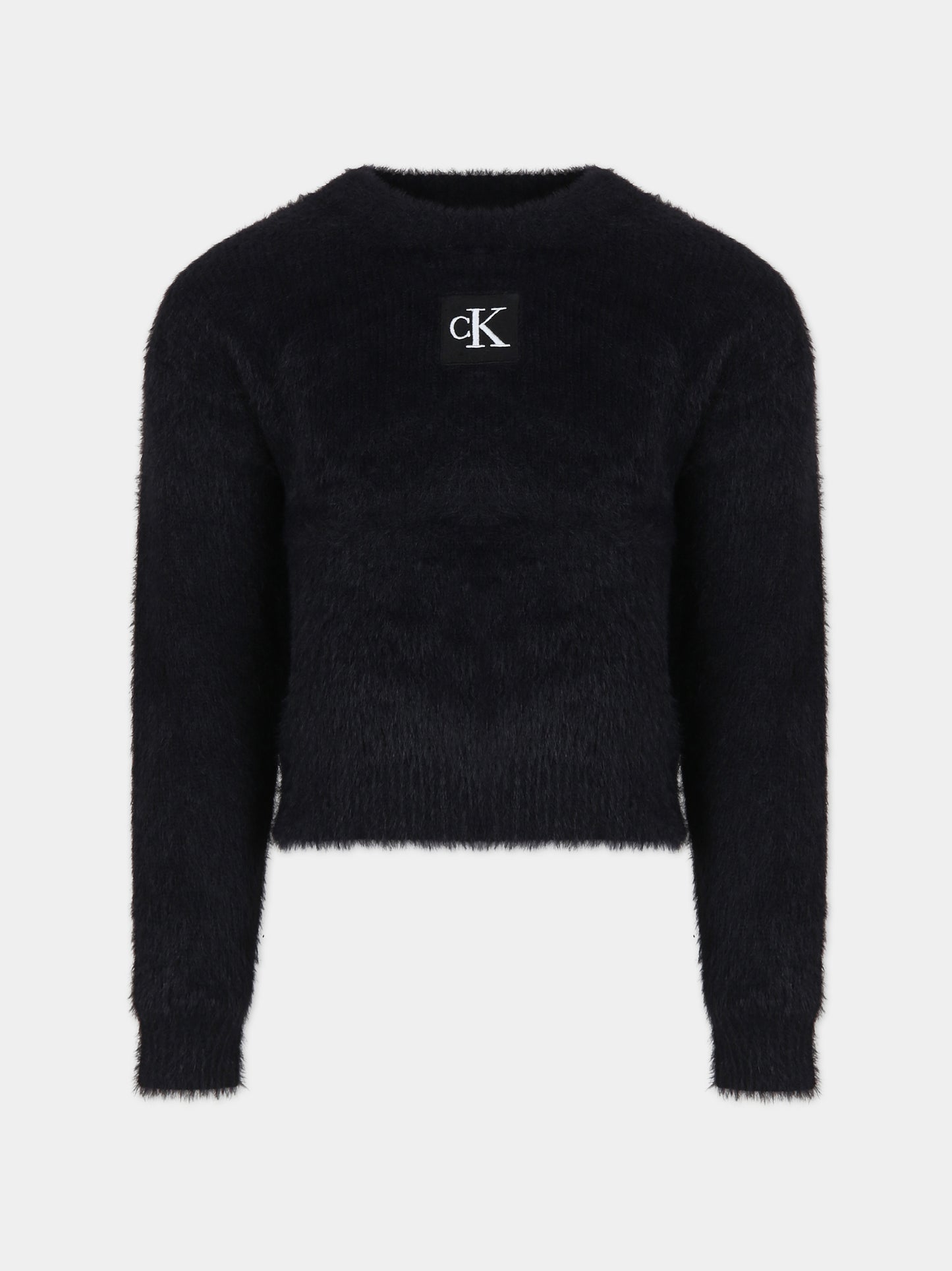 Maglione nero per bambina con logo,Calvin Klein Kids,23WMCKIG0IG02217 BEH