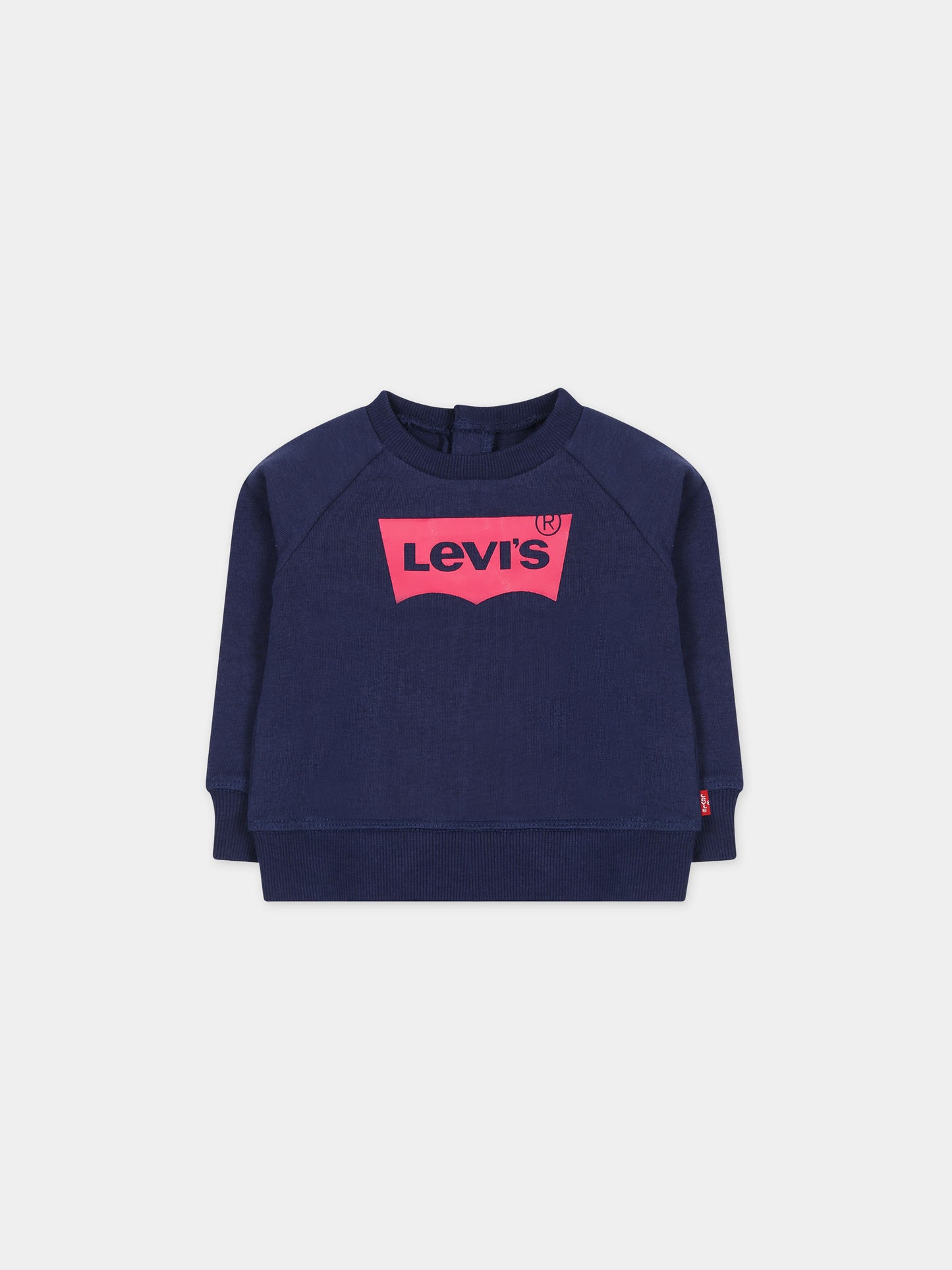 Blue sweatshirt for baby girl with logo