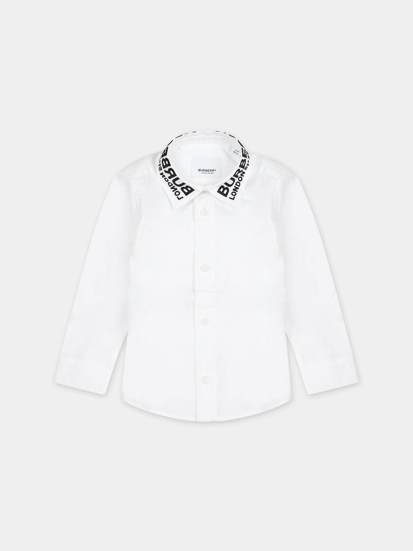Camicia bianca per neonato con ricamo logo,Burberry Kids,8069190