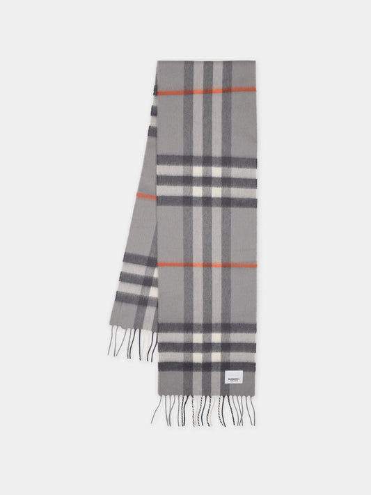 Sciarpa grigia per bambini con iconico check,Burberry Kids,8070476