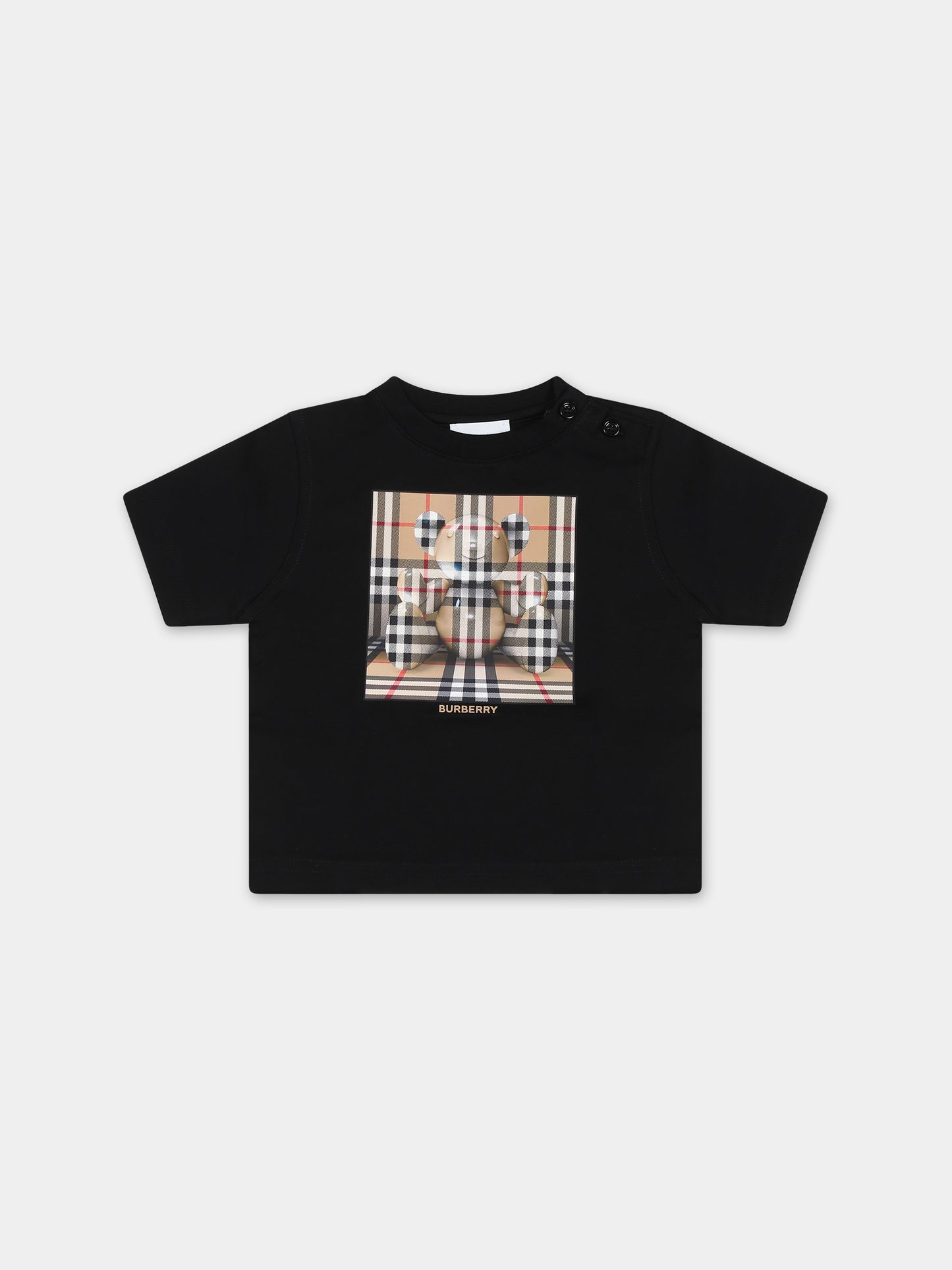 T-shirt nera per neonato con stampa logo,Burberry Kids,8072770