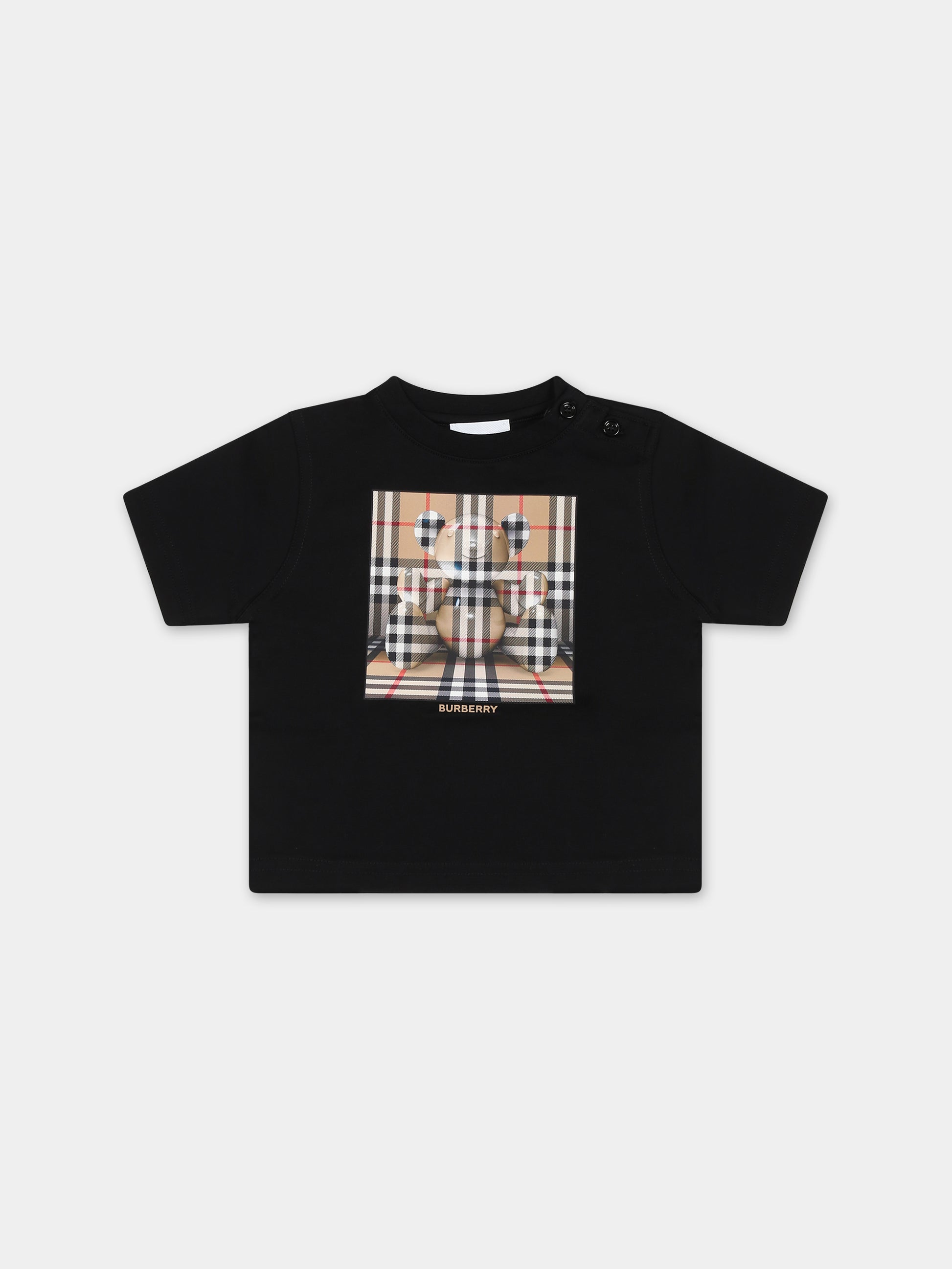 T-shirt nera per neonato con stampa logo,Burberry Kids,8072770