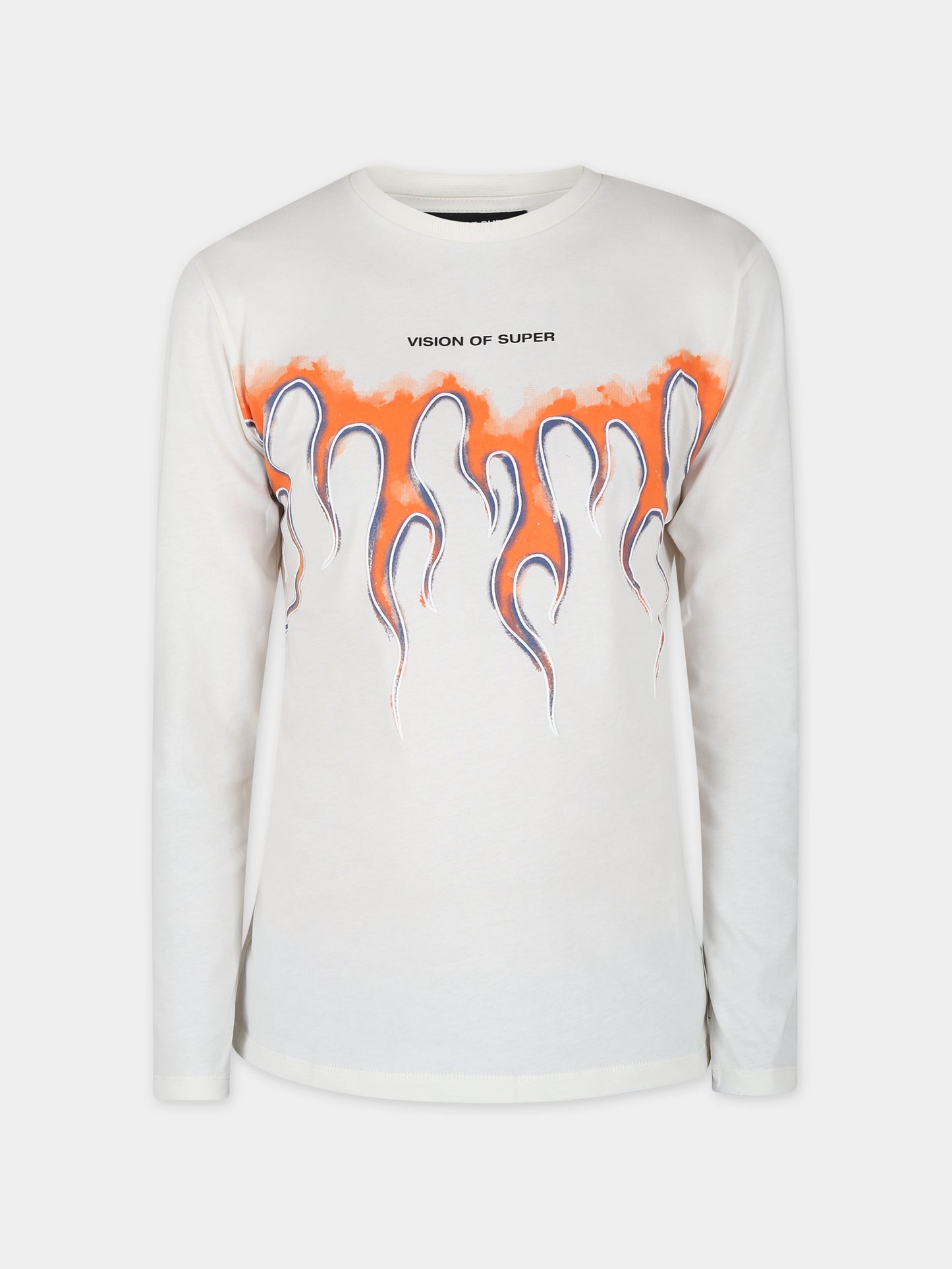 T-shirt avorio per bambio con fiamme,Vision Of Super,TSV4305J BURRO