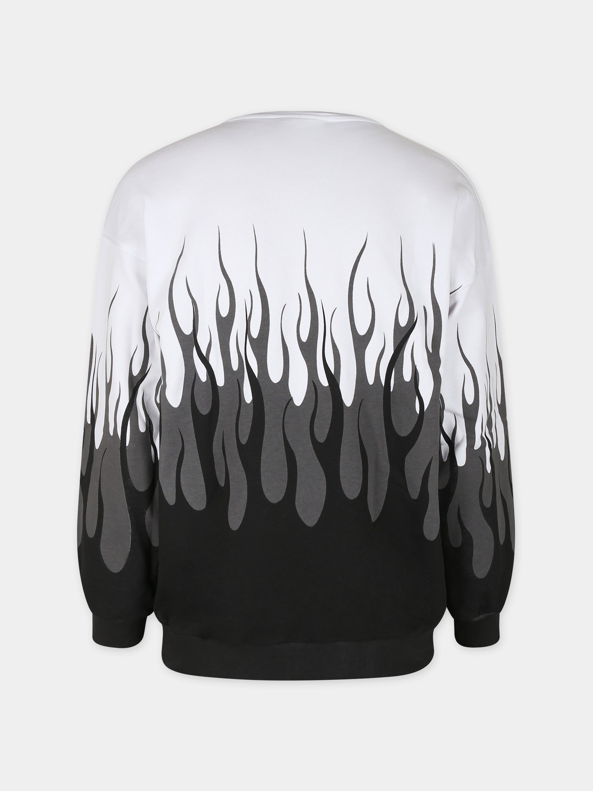 Felpa bianca per bambino con fiamme,Vision Of Super,MFV4309J  BIANCO