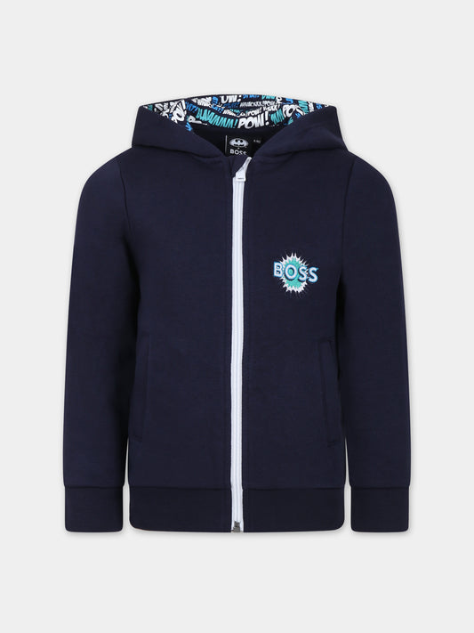 Felpa blu per bambino con logo,Boss,J50893 849