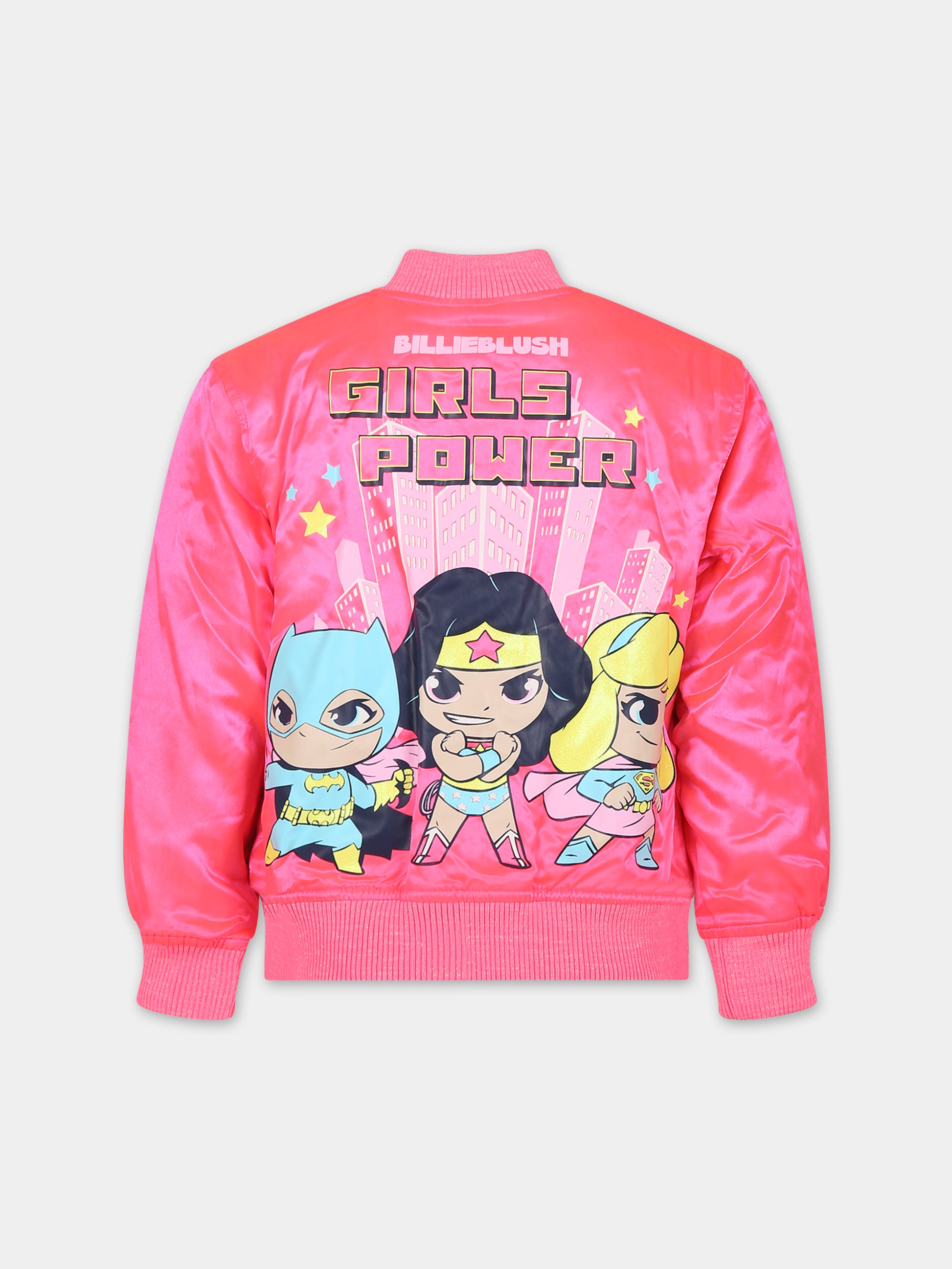 Bomber fucsia per bambina con stampa Wonder Woman,Billieblush,U16369 47A