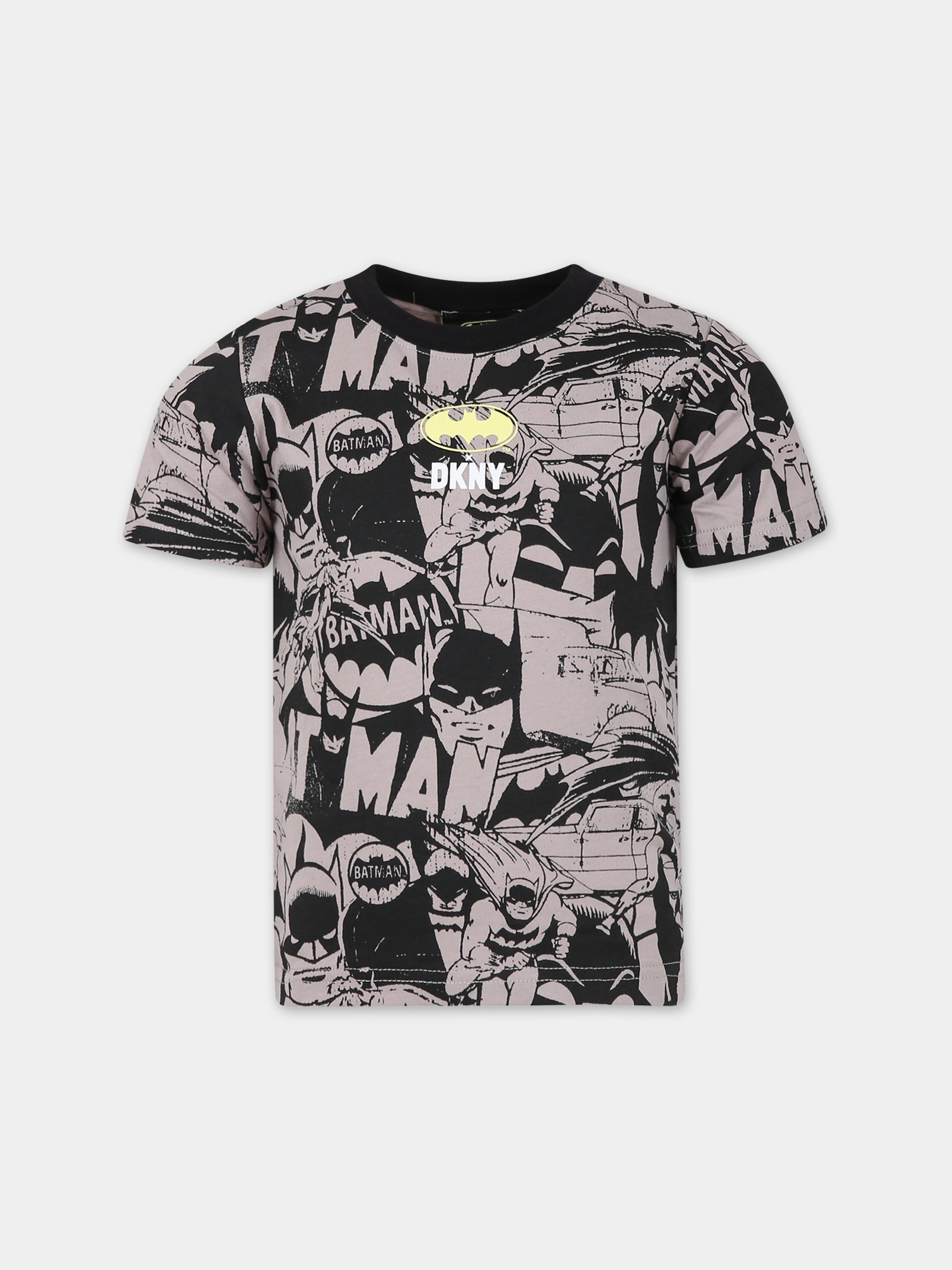 T-shirt multicolor per bambino con logo,Dkny,D55008 09B