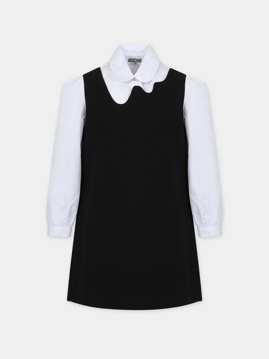 Completo nero per bambina con logo,Moschino Kids,HDK02T N0Z91 60100