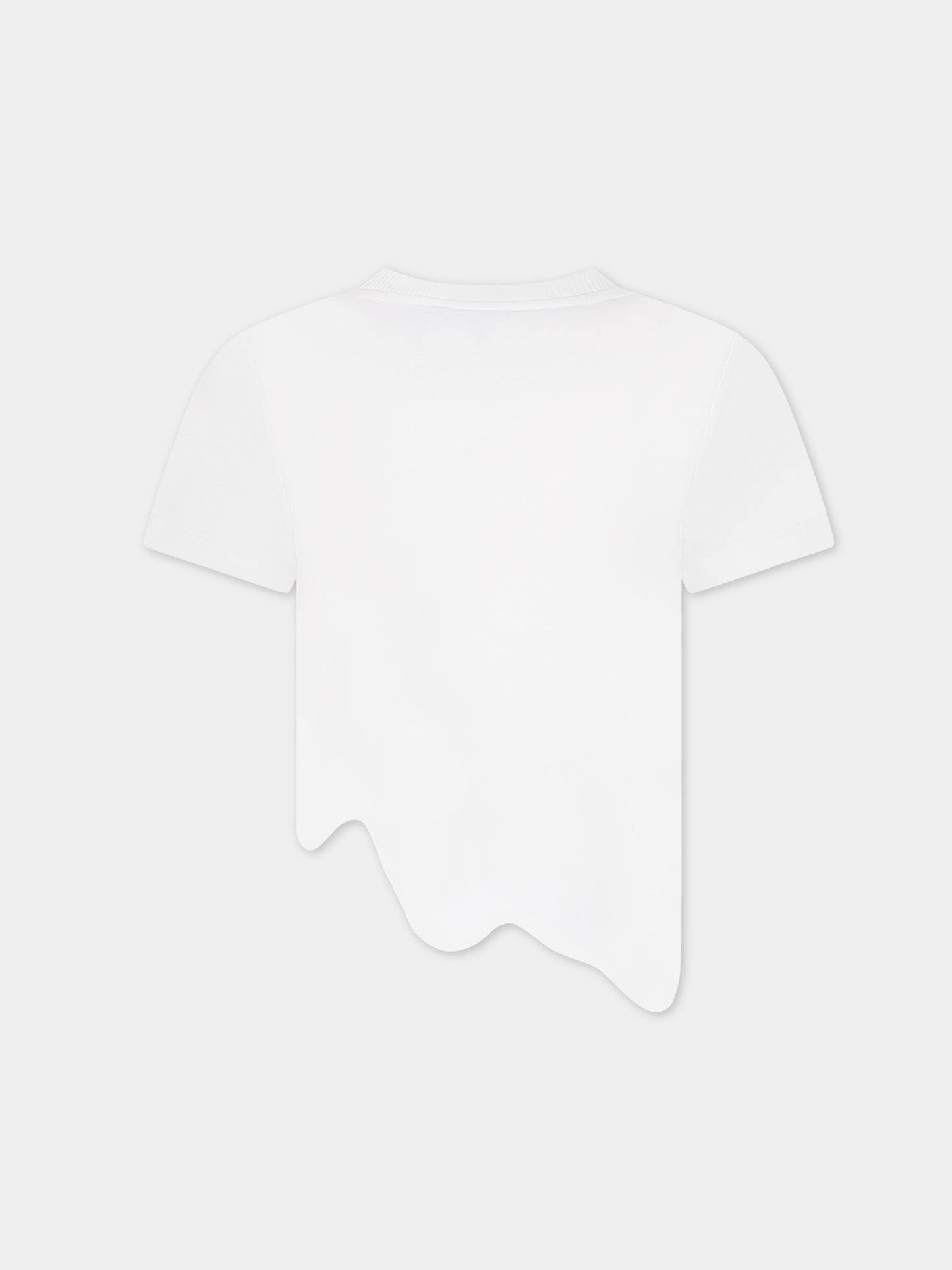 T-shirt bianca per bambina con logo,Moschino Kids,HDM057 LAA20 10101