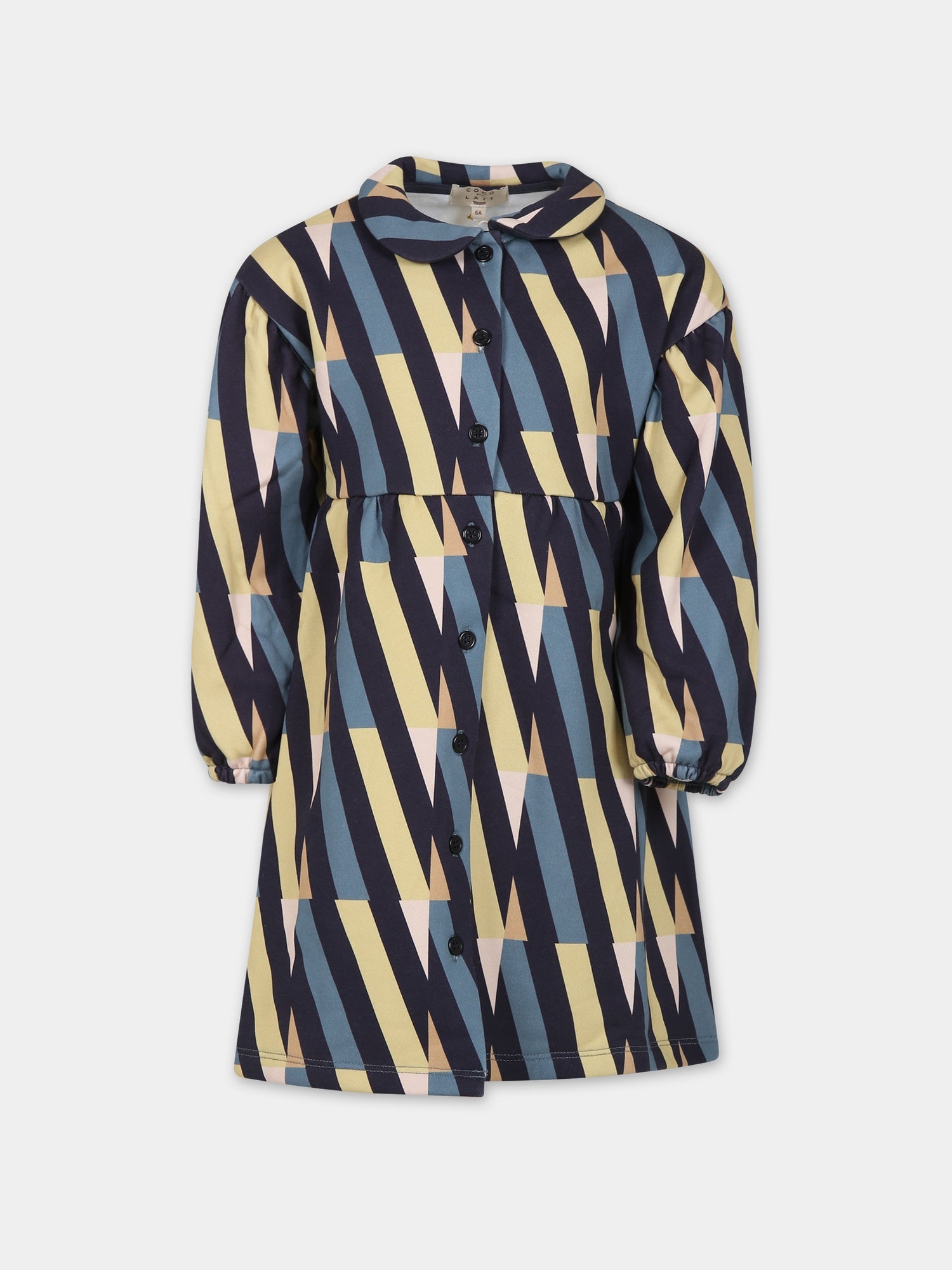 Vestito blu per bambina con stampa linee,Coco Au Lait,15COCOAW231036B