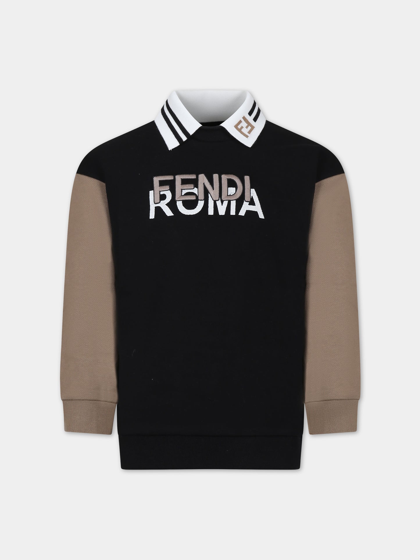 Felpa nera con logo per bambini,Fendi Kids,JUH068 5V0 F0GME