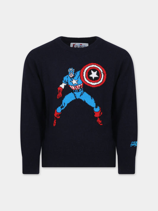 Maglione blu per bambino con Captain America,Mc2 Saint Barth,DOUGLAS CAPTAIN AMERICA 61