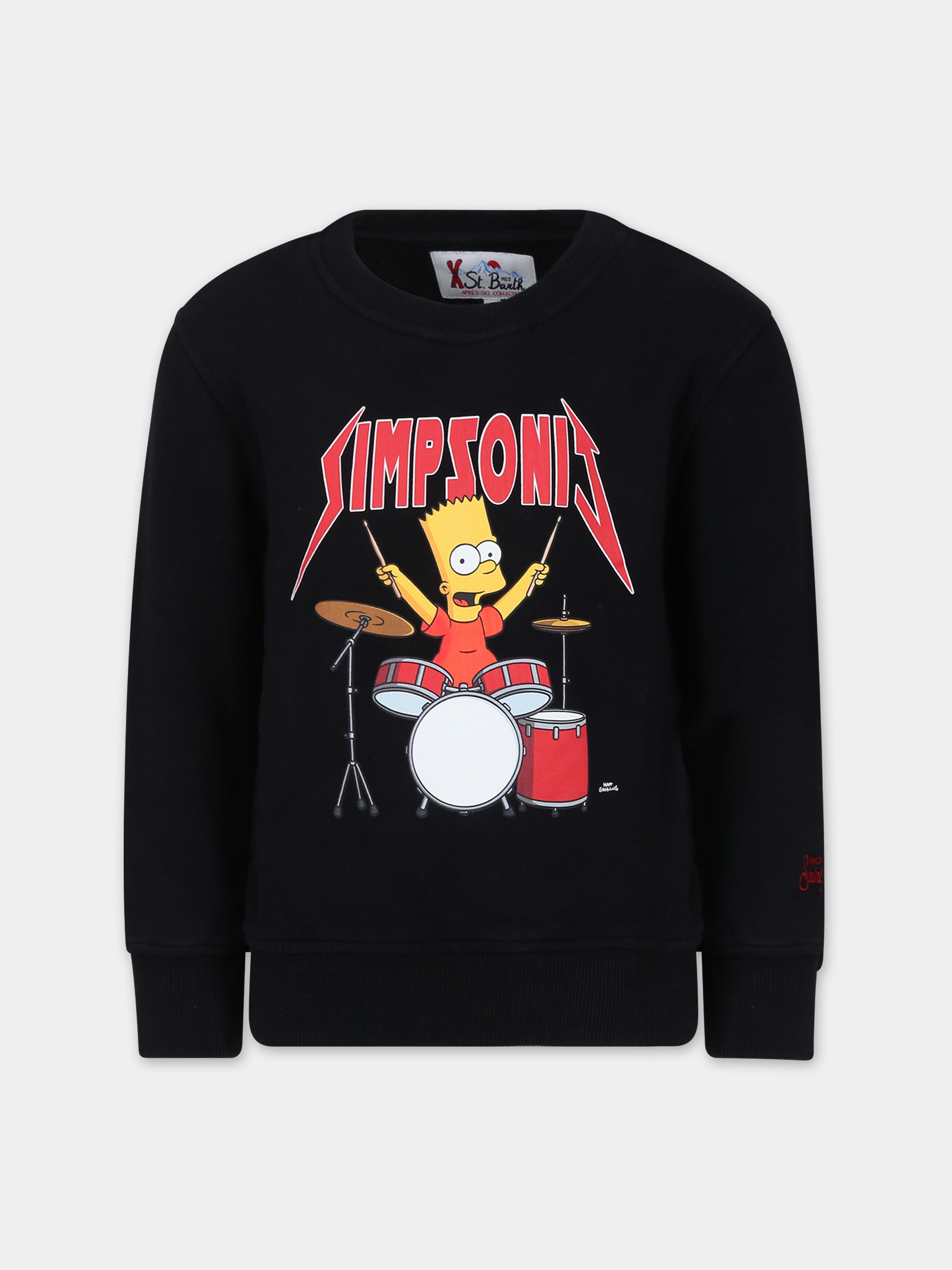 Felpa nera per bambino con stampa Bart Simpson,Mc2 Saint Barth,HUTTON N SIMPSONIC 00