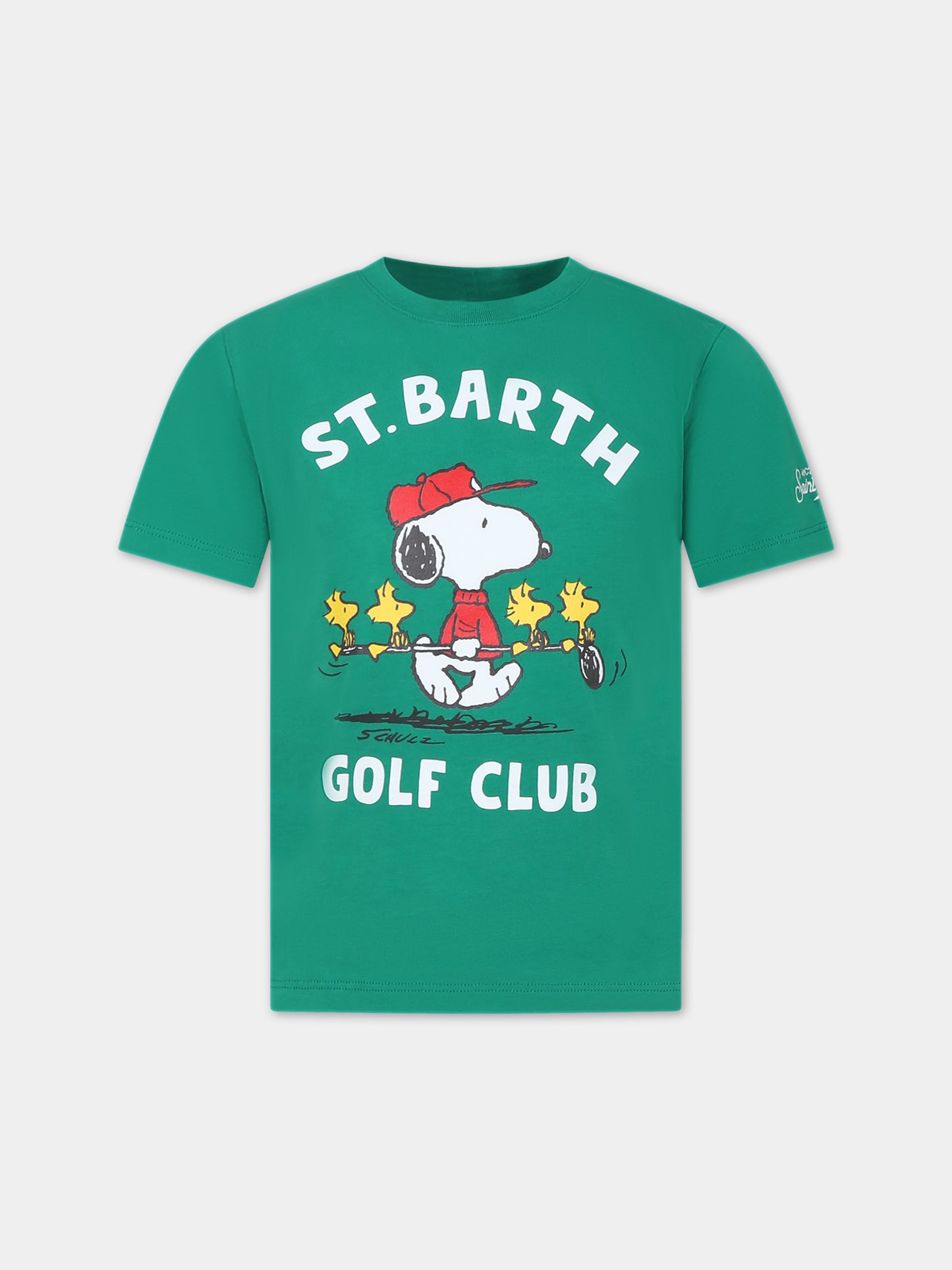 T-shirt verde per bambino con Snoopy,Mc2 Saint Barth,CAMERON SNOOPY GOLF CLUB 57
