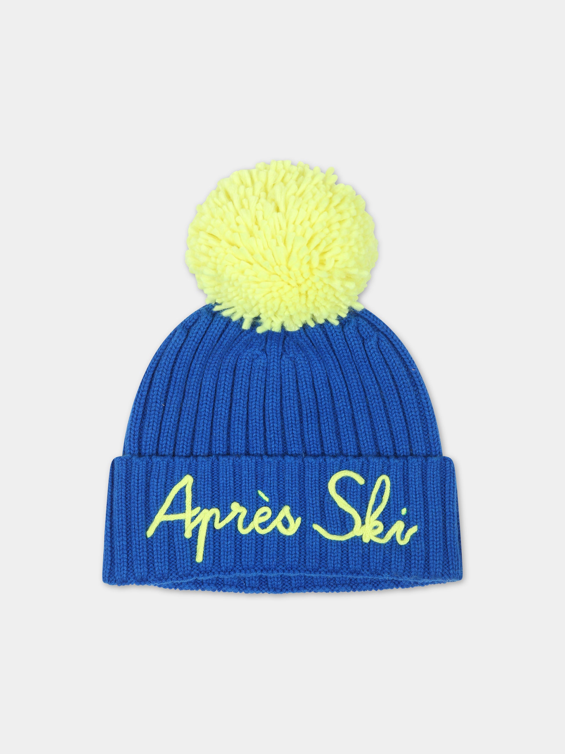 Berretto azzurro per bambini con pompon,Mc2 Saint Barth,WENGEN JR P APRES SKI 1794 EMB