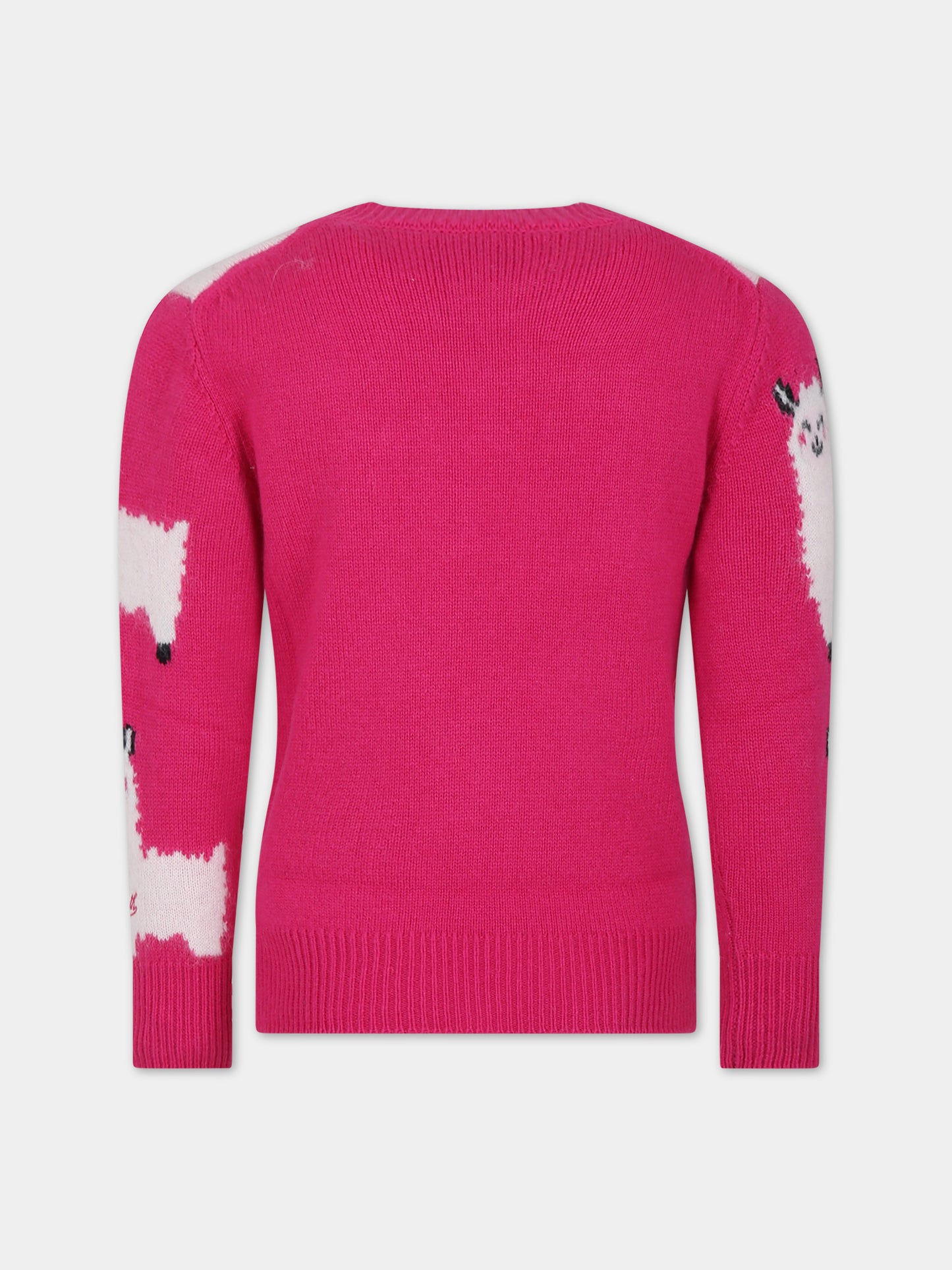 Maglione fucsia per bambina con alpaca,Mc2 Saint Barth,PRINCESS SOFT P LAMOUR 77E EMB