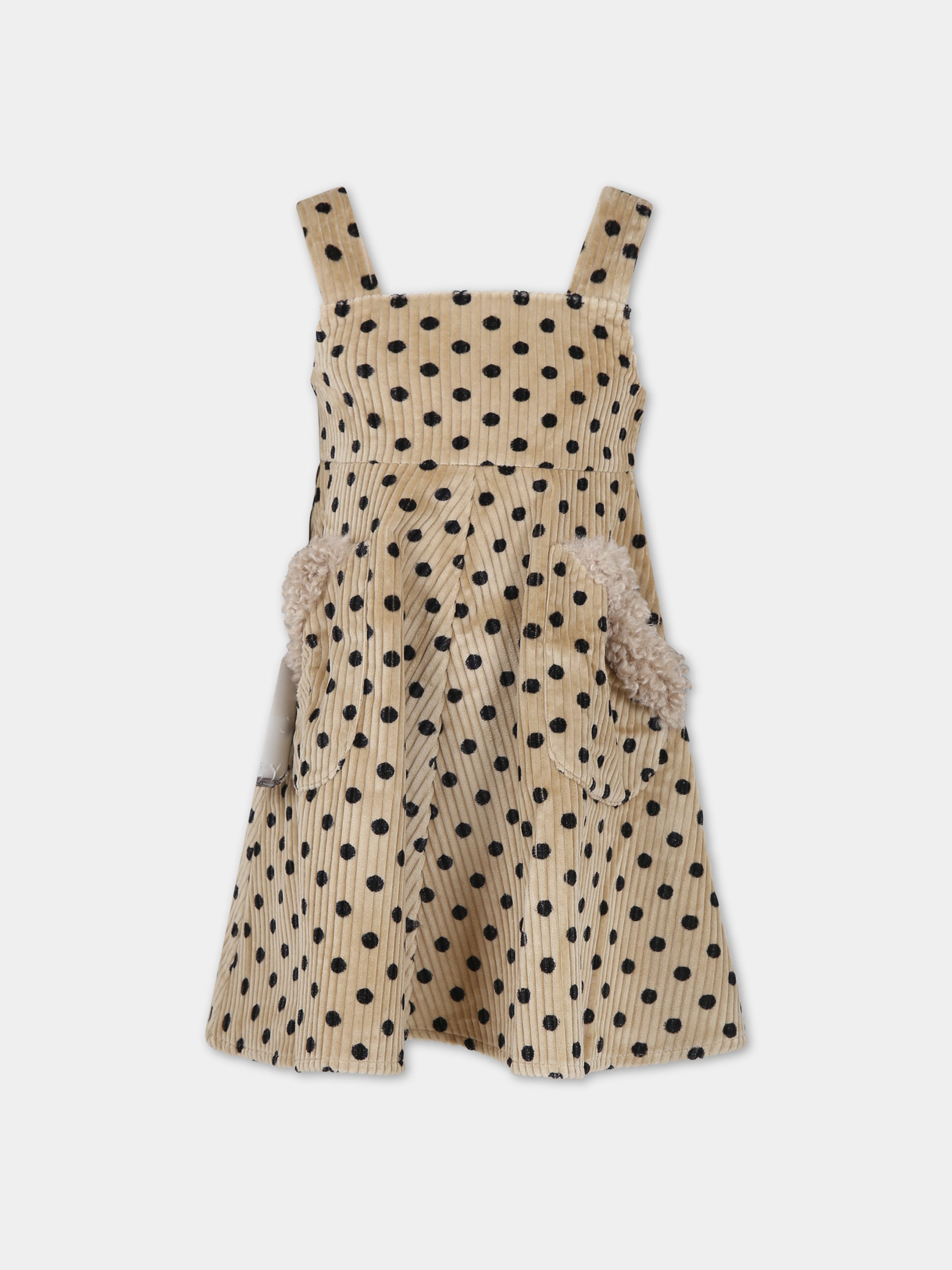 Vestito beige per bambina con pois,Paade Mode,234503820