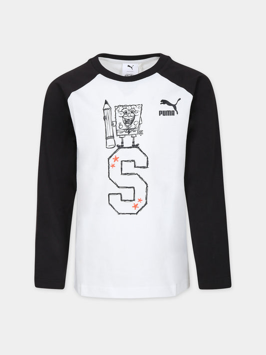 T-shirt nera per bambini con Spongebob,Puma,23WMPU622286 02