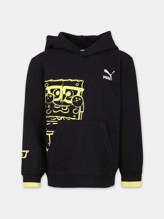 Felpa nera per bambini con Spongebob,Puma,23WMPU622218 01