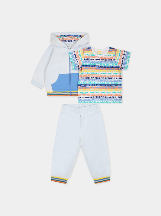 Completo celeste per neonato con logo,Little Marc Jacobs,W98160 791