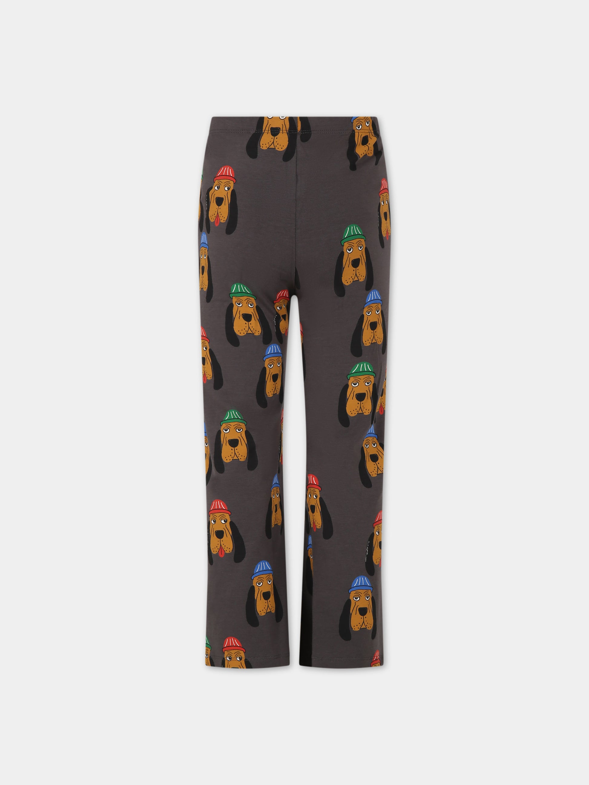 Pantaloni grigi per bambina con cani,Mini Rodini,2413011097