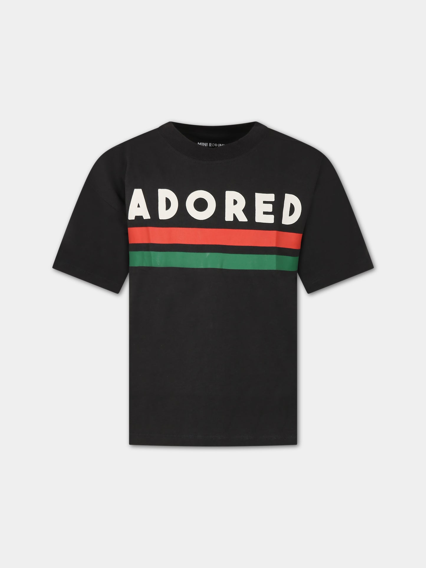 T-shirt nera per bambini con scritta,Mini Rodini,2412012199