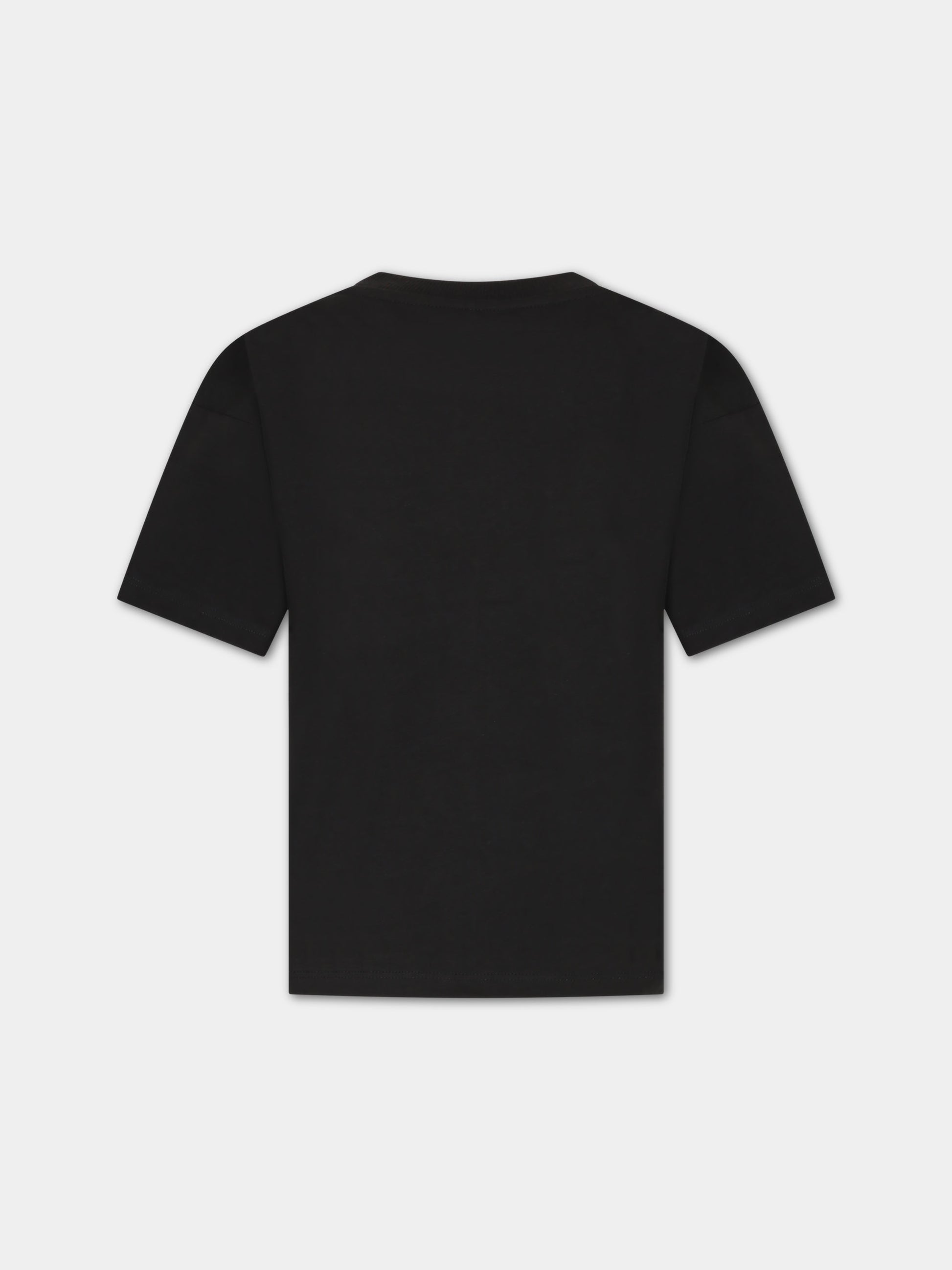 T-shirt nera per bambini con scritta,Mini Rodini,2412012199