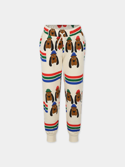 Pantaloni avorio per bambini con cani,Mini Rodini,2413011500