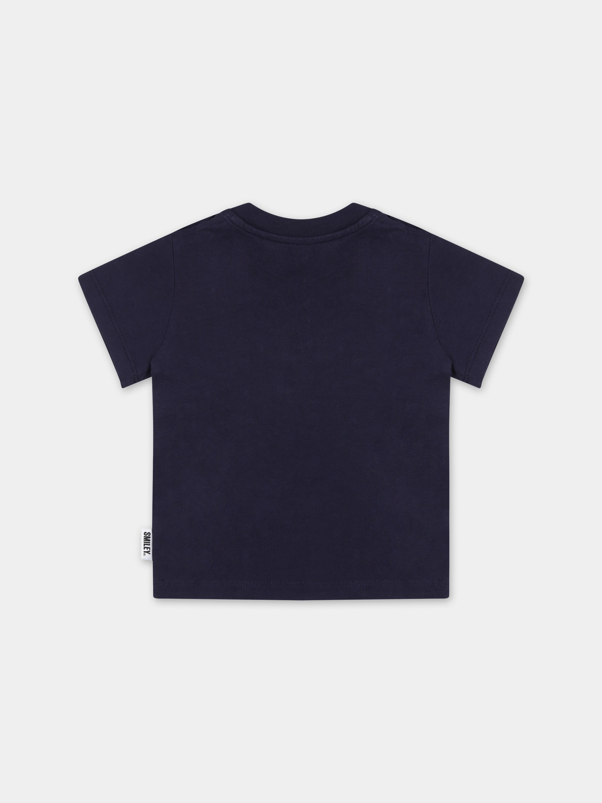 T-shirt blu per neonati con orso,Palm Angels,PBXB001F23JER0044615