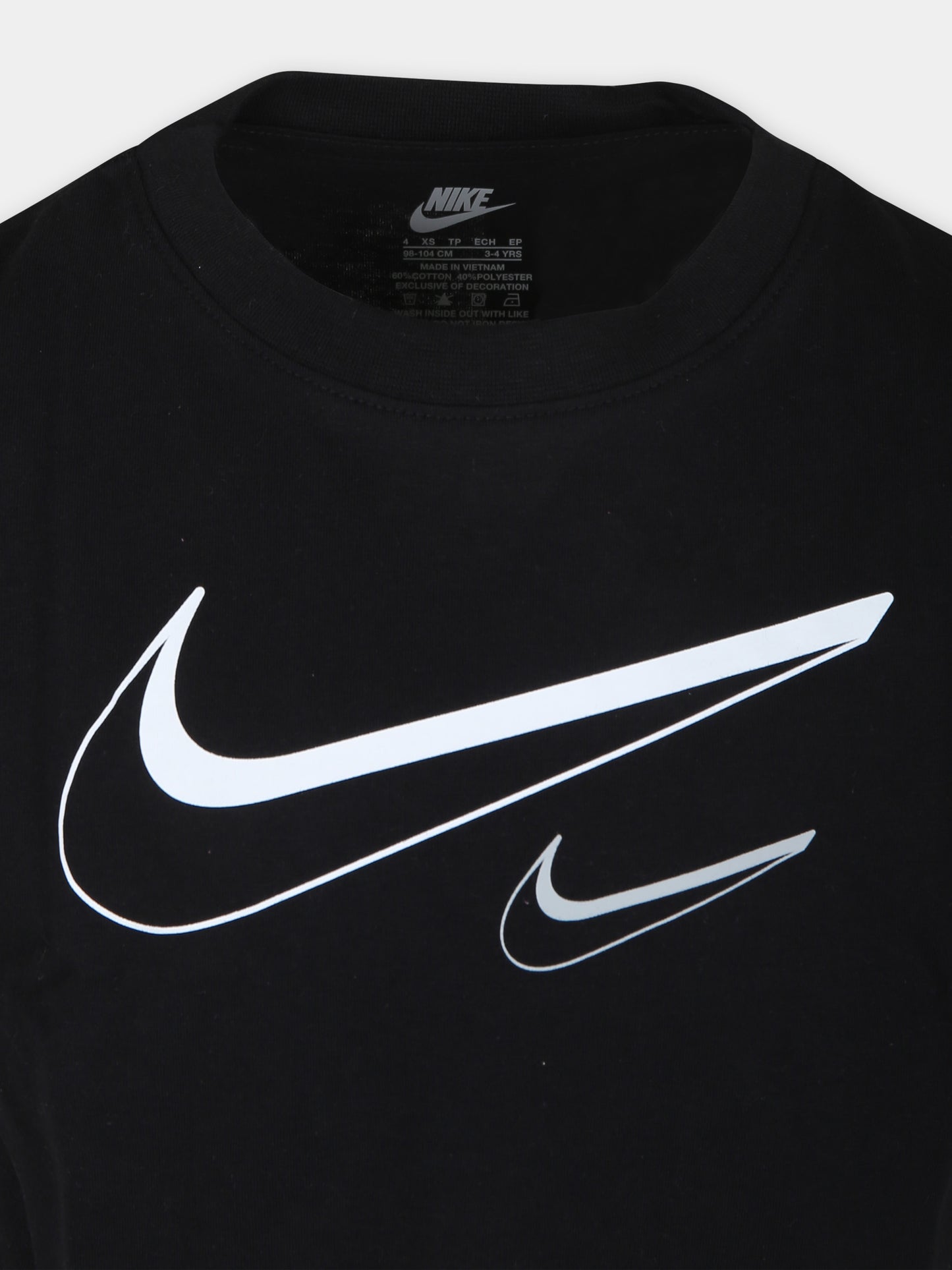 T-shirt nera per bambina con swoosh,Nike,36L670 023