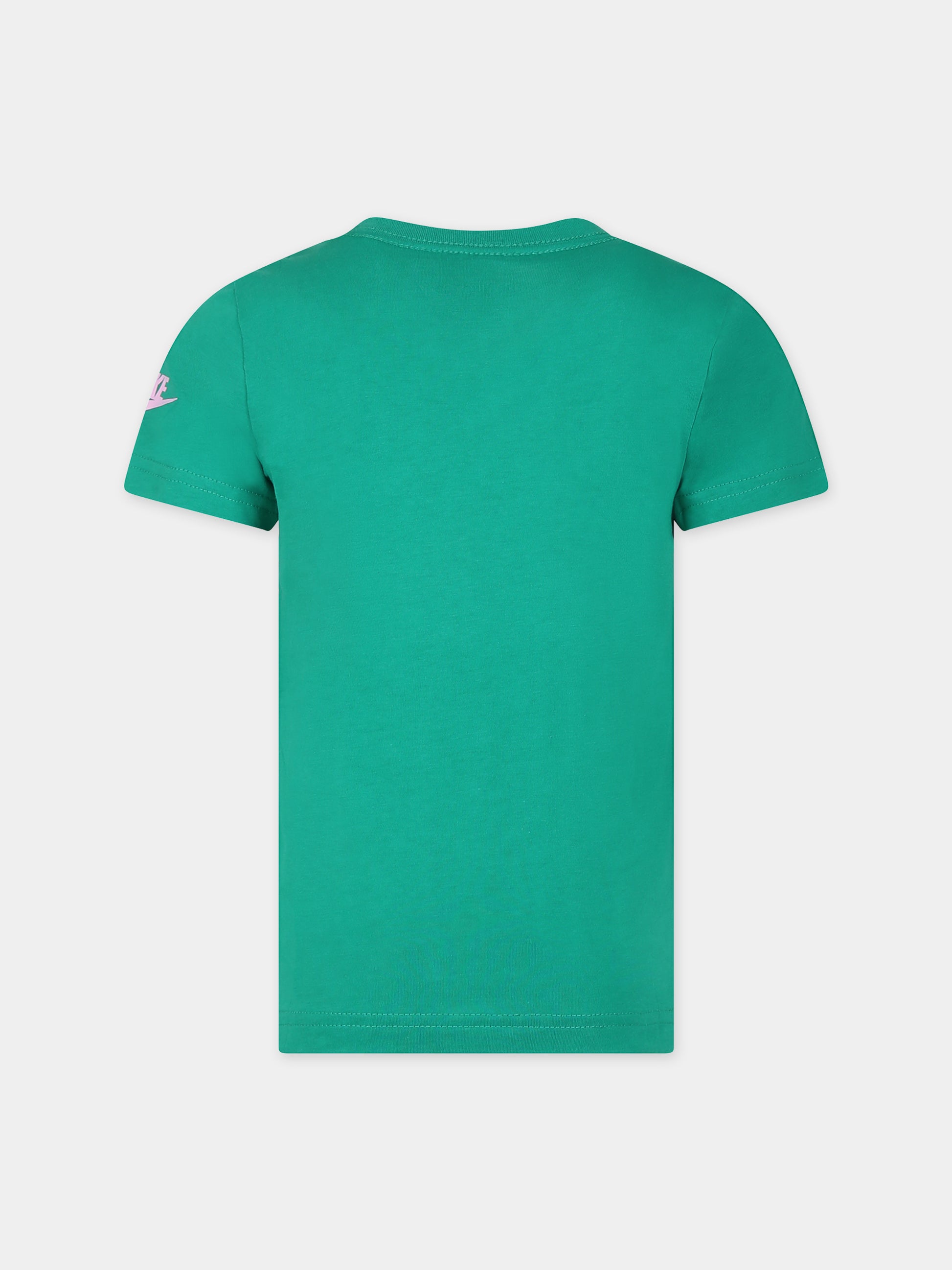 T-shirt verde per bambino con logo e swoosh,Nike,86L819 E5D