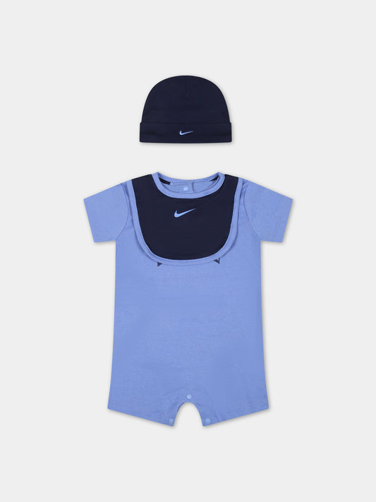 Set pagliaccetto azzurro per neonato con logo,Nike,NN1049 BGZ