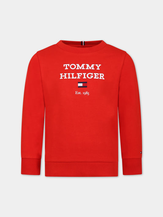 Felpa rossa per bambino con logo,Tommy Hilfiger Junior,23FMTHKB0KB08713J XND