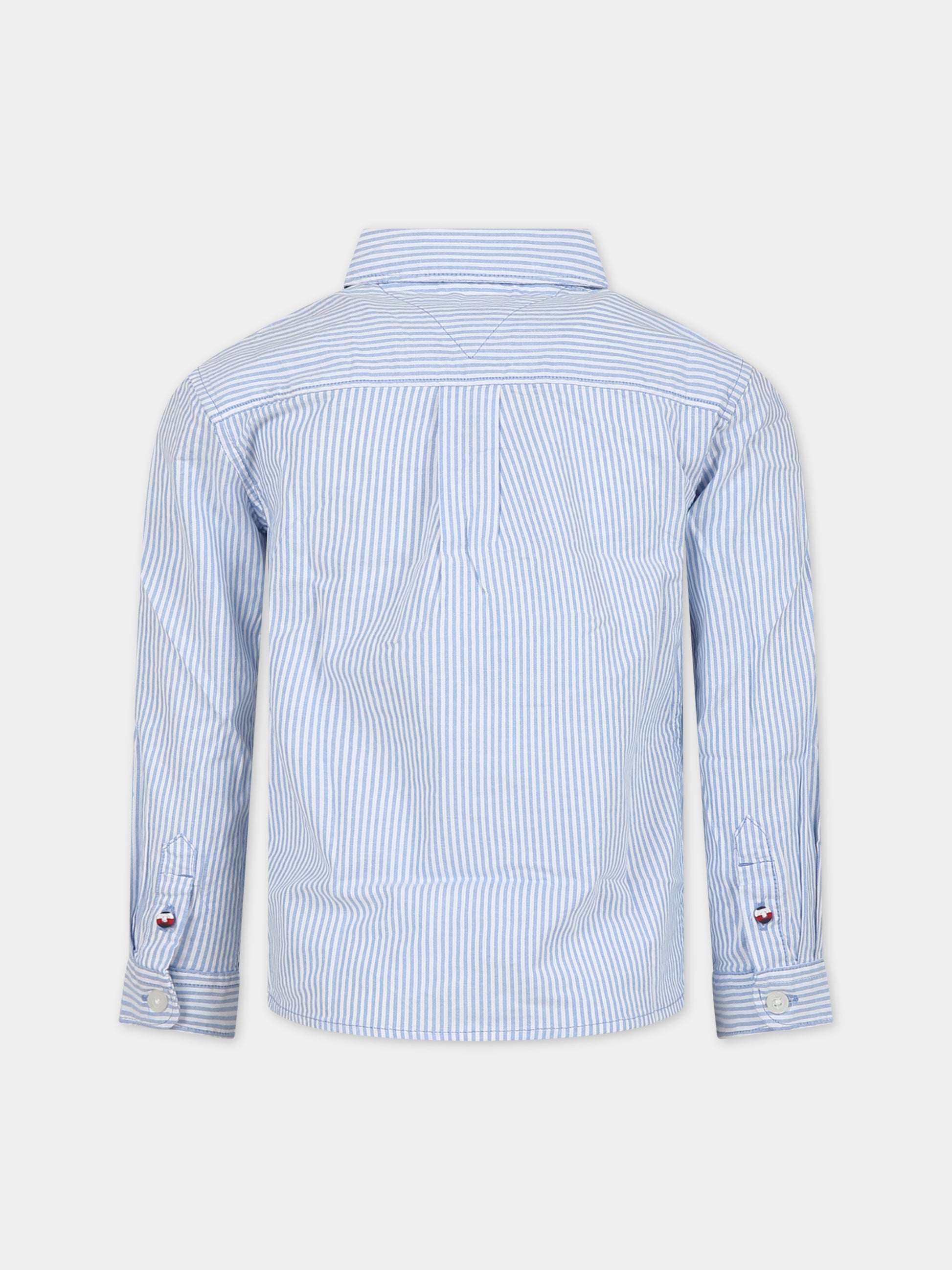 Camicia celeste a righe per bambino con logo,Tommy Hilfiger Junior,23FMTHKB0KB08729J 0A5