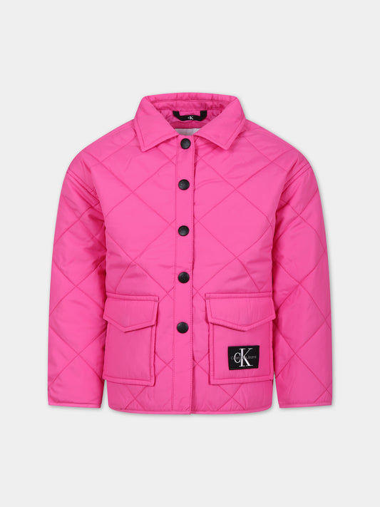 Piumino fucsia per bambina con logo,Calvin Klein Kids,23FMCKIG0IG01814 TO5