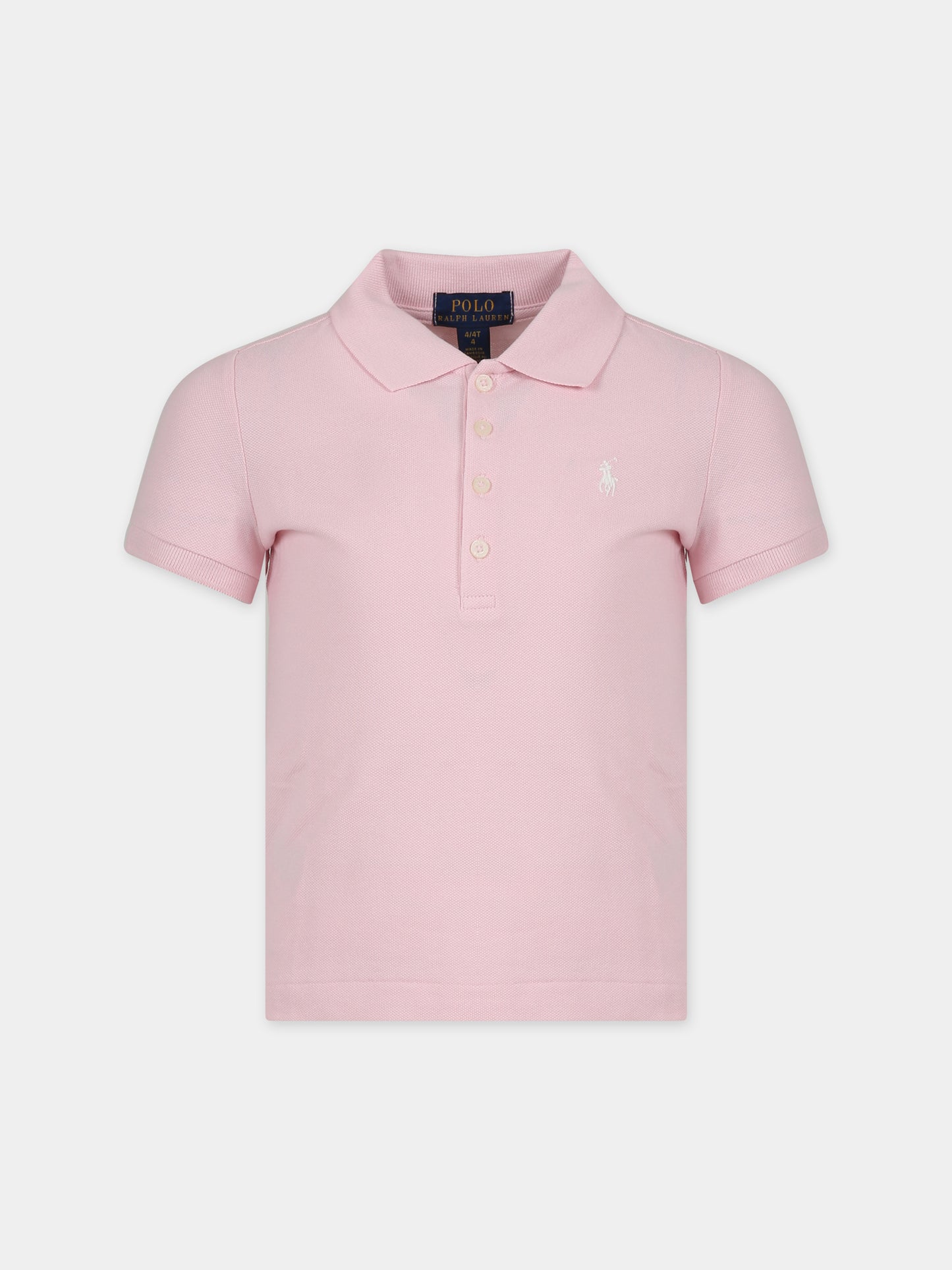 Polo rosa per bambina con cavallino,Ralph Lauren Kids,573242011