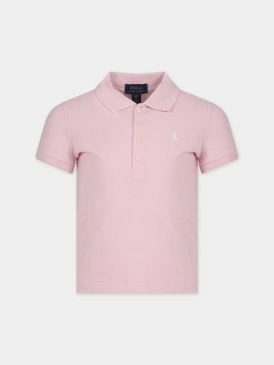 Polo rosa per bambina con cavallino,Ralph Lauren Kids,573242011
