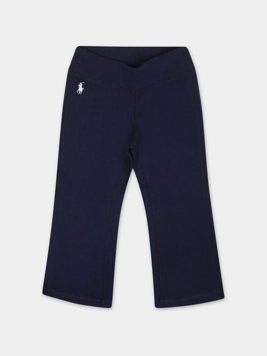 Leggings blu per neonata con cavallino,Ralph Lauren Kids,925883001