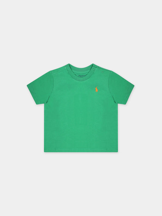T-shirt verde per neonato con cavallino,Ralph Lauren Kids,832904116