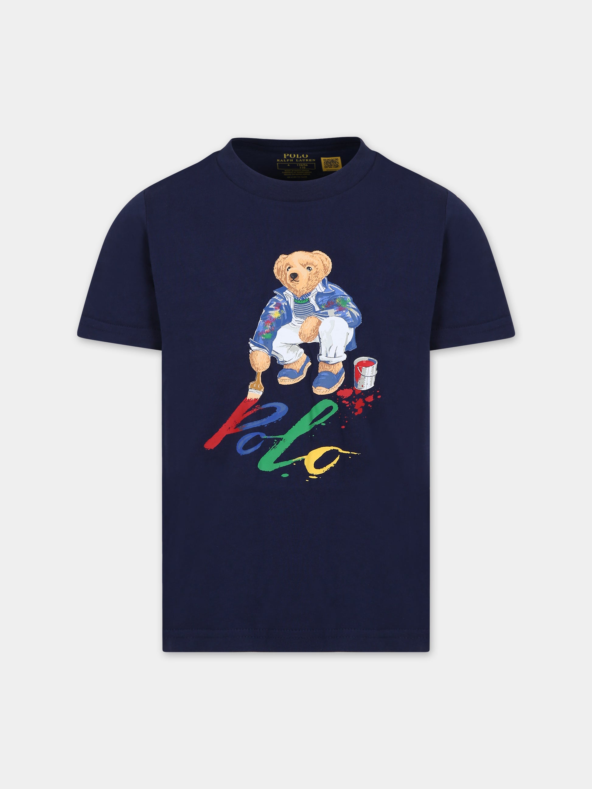 T-shirt blu per bambino con Polo bear,Ralph Lauren Kids,853828025